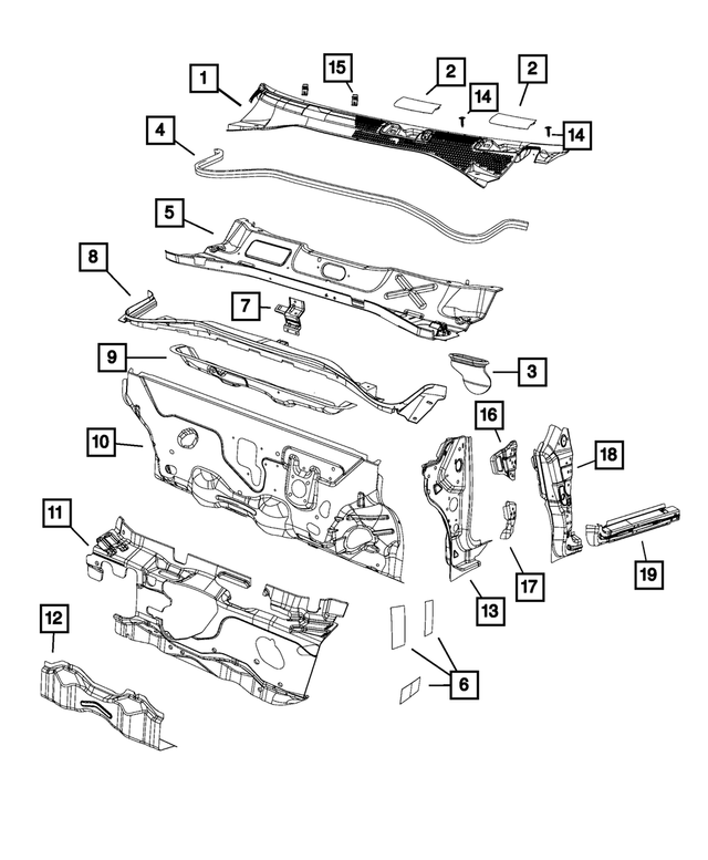 68070042AB - Body Sheet Metal Except Doors: Cowl Screen To Hood Inner Panel Seal for Mopar Image