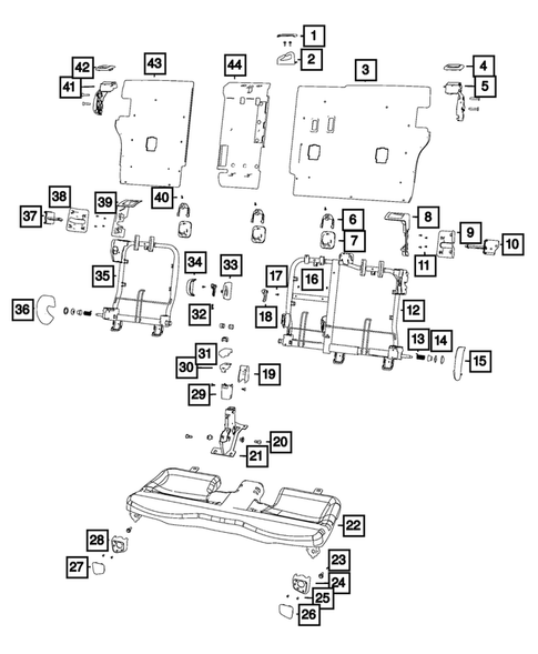 Rear Seats - Second Row Adjusters, Recliners, Shields and Risers for 2023 Jeep Cherokee #1