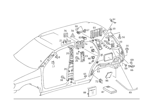 Roof Attachment Parts, Door Edge Guard Sections, Panelling for 1999 Mercedes-Benz ML430 #0