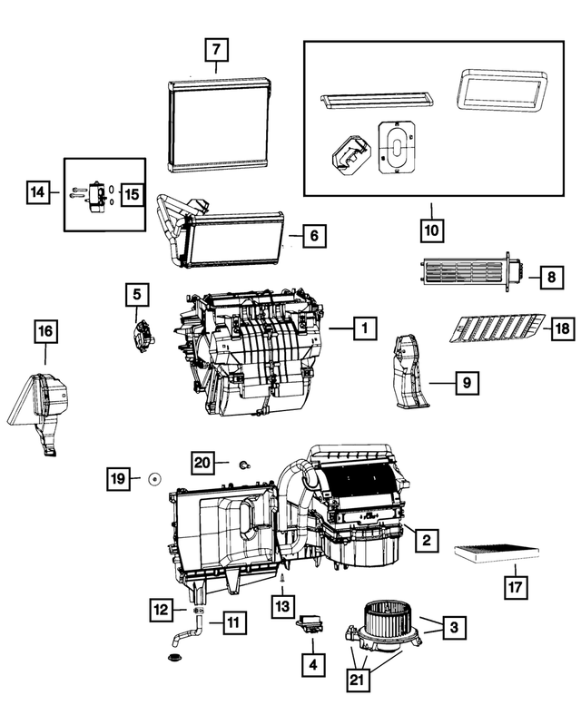 68232363AA - Air Conditioners and Heaters: A/c And Heater Housing for Mopar Image