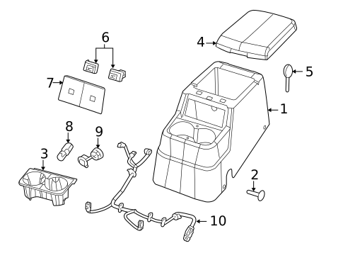 Rear Console for 2009 Dodge Durango #0