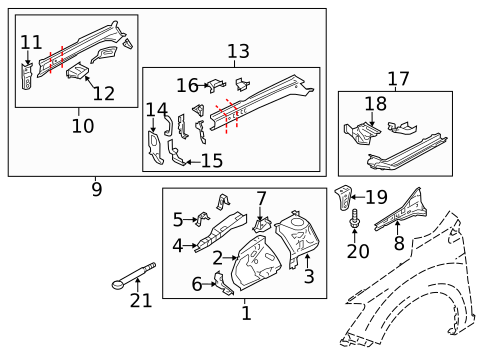 Structural Components & Rails for 2017 Subaru Crosstrek #0