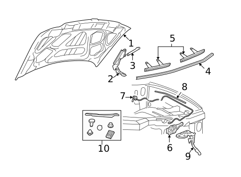 Hood & Components for 2005 Lincoln Aviator #0