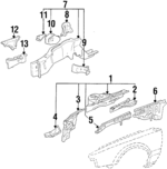 60510SF0670ZZ - Body: Apron Assembly for Honda: Prelude Image