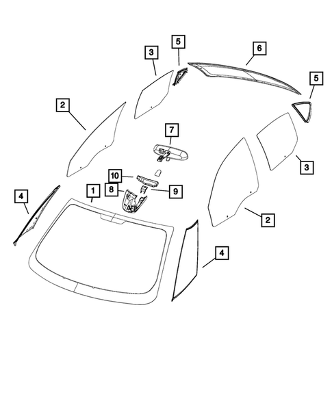 Glass and Interior Rear View Mirror for 2014 Fiat 500L #0