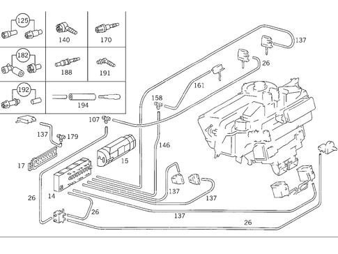 Heating/Automatic-Air-Conditioner Vacuum Parts for 1992 Mercedes-Benz 500 SEL #1
