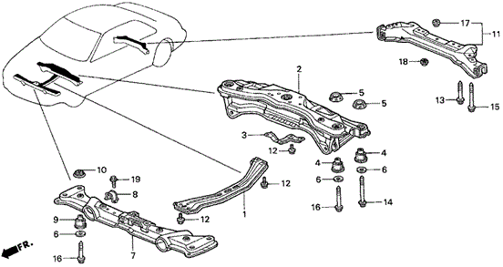 Rear Beam - Cross Beam (2) for 1998 Acura CL #0