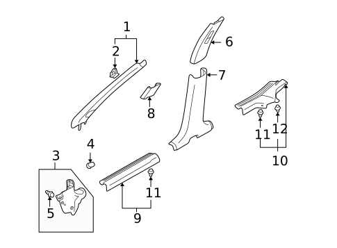 Interior Trim - Pillars for 2005 Mitsubishi Outlander #0