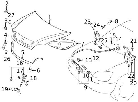 Hood & Components for 2003 Lexus RX300 #0