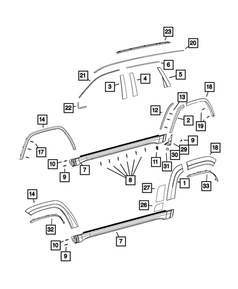 Moldings and Ornamentation for 2017 Jeep Grand Cherokee #0