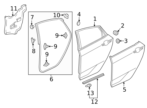 Door & Components for 2019 Honda Civic #1