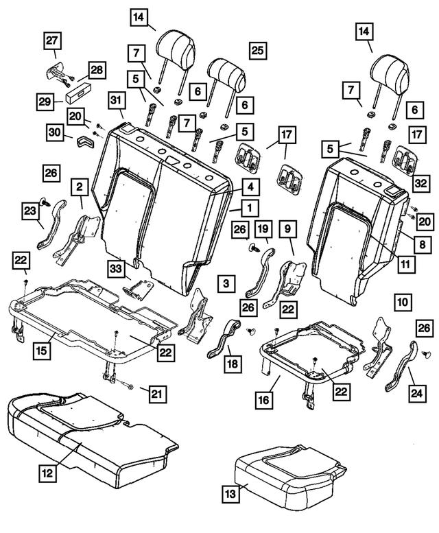 WD101D2AA - Interior Trim: Rear Seat Back for Jeep: Liberty Image