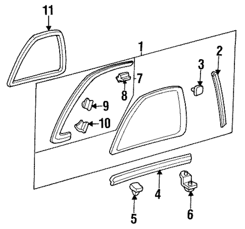 Glass & Hardware for 1990 Acura Integra #0
