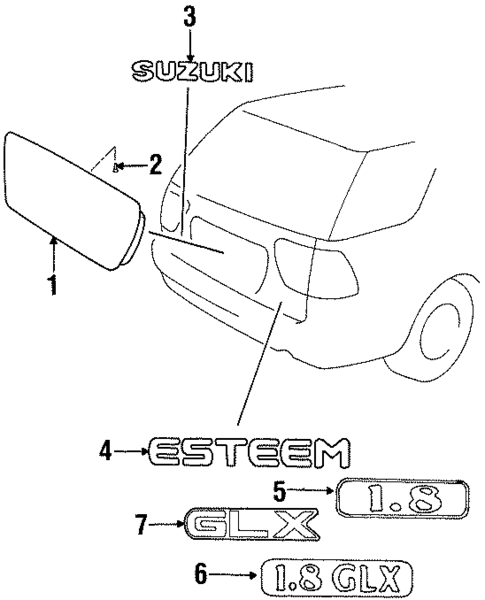 Exterior Trim - Lift Gate for 2001 Suzuki Esteem #0