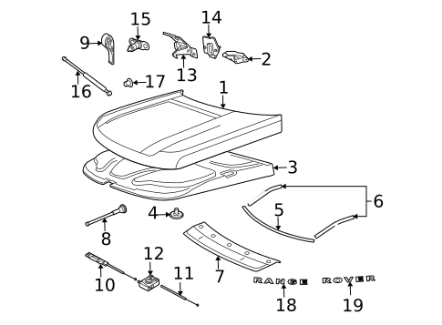 Hood & Components for 2003 Land Rover Range Rover #0