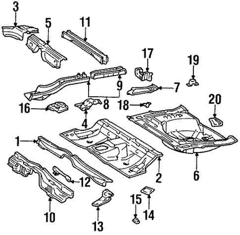 Rear Floor & Rails for 1998 Toyota Celica #0