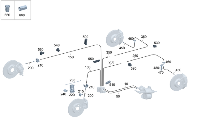 2974202500 - Brake System: Brake Line for Mercedes-Benz: EQE 350, EQE 350 SUV, EQE 350+, EQE 350+ SUV, EQE 500, EQE 500 SUV, EQE AMG, EQE AMG SUV, EQS 450, EQS 450 SUV, EQS 450+, EQS 450+ SUV, EQS 580, EQS 580 SUV, EQS AMG, Maybach EQS 680 SUV Image image