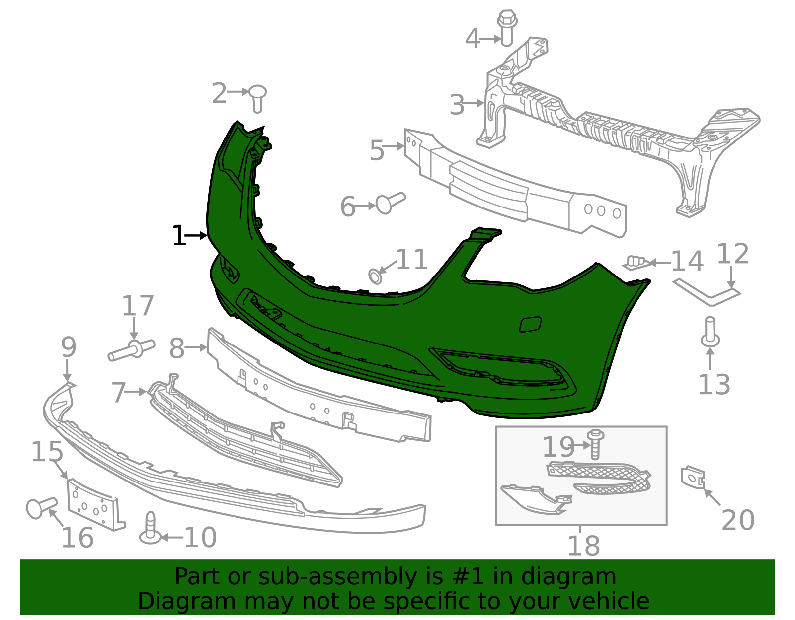 2013-2017 Buick Enclave Front Upper Bumper Cover 84055839 GM ...
