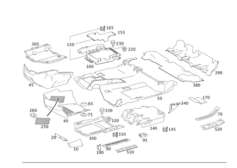 Front Panel Pillar Panelling, Lining on Floor and Footrest for 2002 Mercedes-Benz ML500 #0