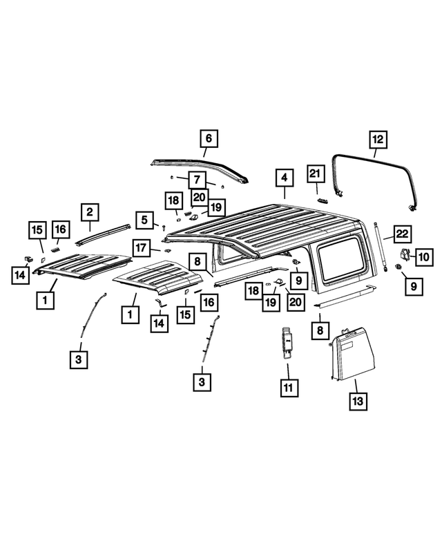 5VN11TZZAQ - Body Sheet Metal Except Doors: Targa Top Panel, Left for Mopar Image