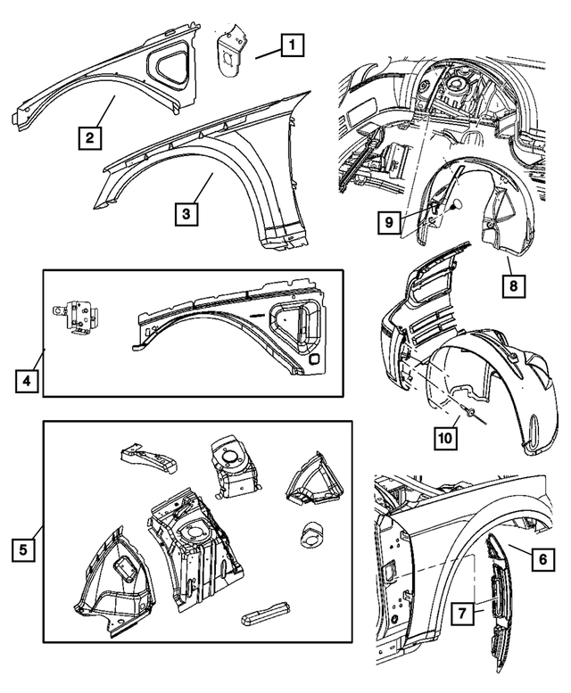5183424AC - Body Sheet Metal Except Doors: Front Fender, Right for Mopar Image