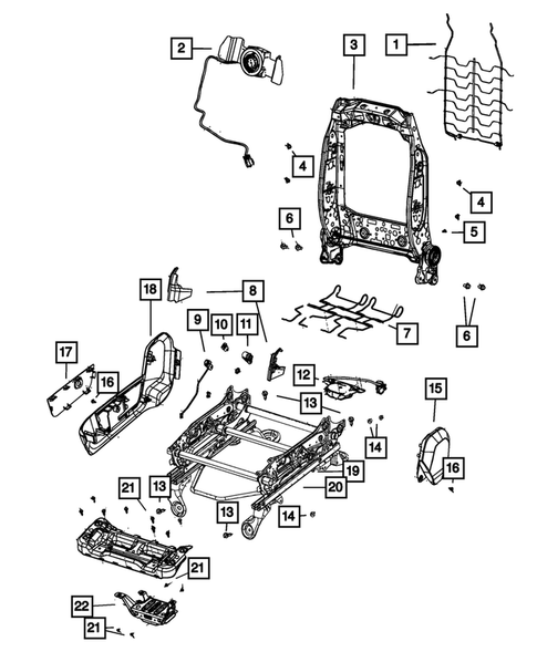 Front Seats - Adjusters, Recliners, Shields and Risers for 2021 Ram 2500 #1