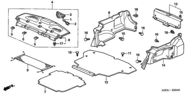 Rear Tray - Trunk Garnish for 2005 Honda Civic #0