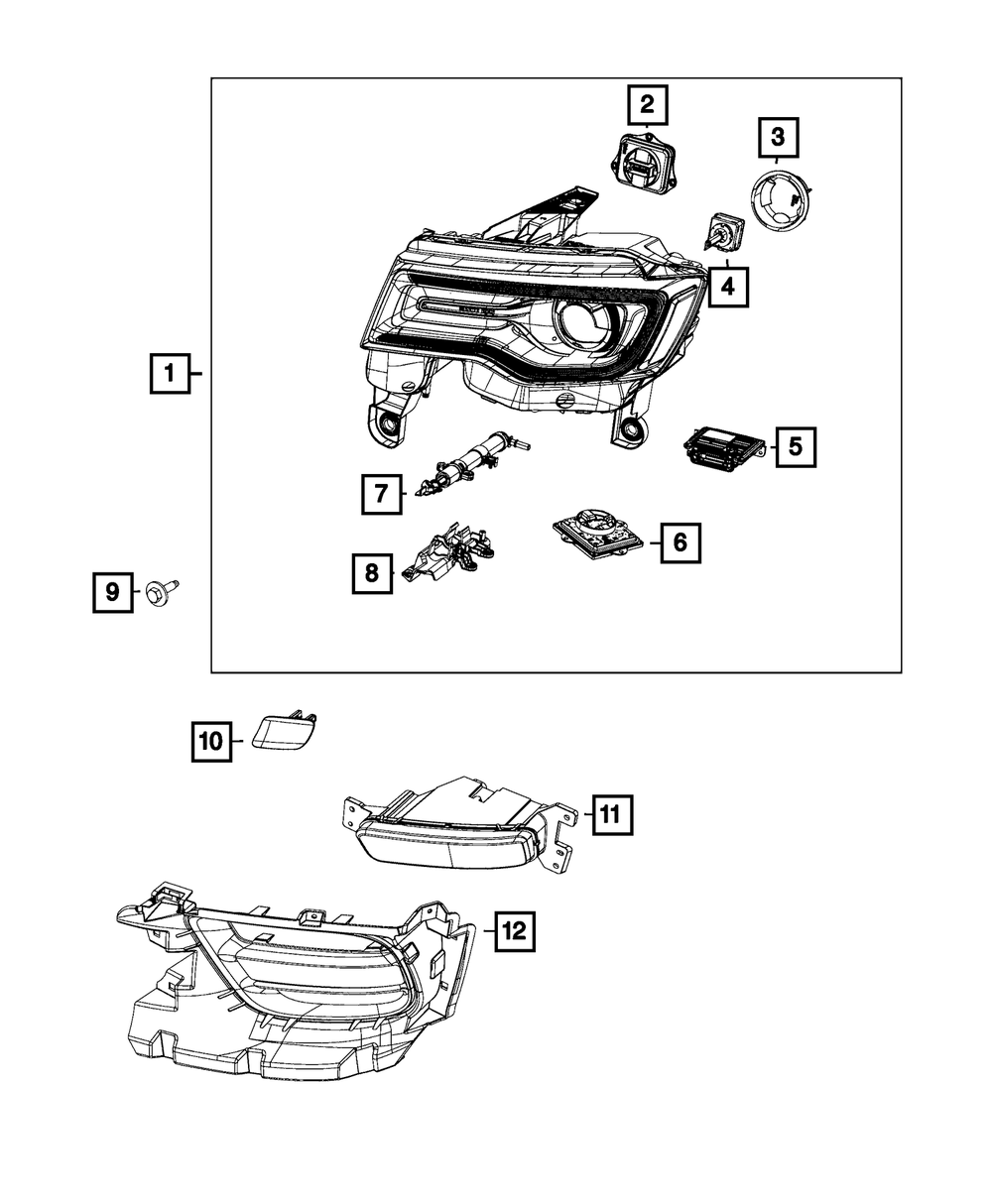 68266654AJ - Headlamp, Right 2016-2021 Jeep Grand Cherokee | The