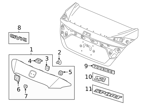 Grille & Components for 2019 Honda Civic #7