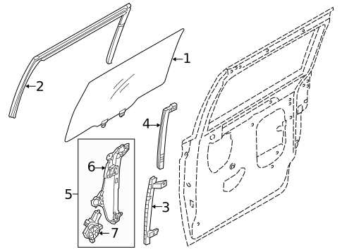 Glass - Side Door for 2014 Kia Sedona #0