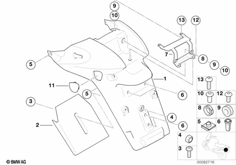 Rear Wheel Cover, License Plate Bracket for 2004 BMW-Motorrad R 1150 R #0