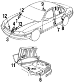 10154457 - Body: Child Lock Label for Buick: Commercial Chassis, LeSabre, Park Avenue, Roadmaster, Skylark | Chevrolet: Caprice, Impala | Oldsmobile: 88 | Pontiac: Bonneville, Grand Am Image