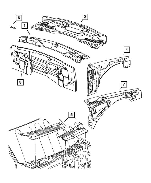 55394116AF - Body Sheet Metal Except Doors: Cowl Top Panel for Mopar Image
