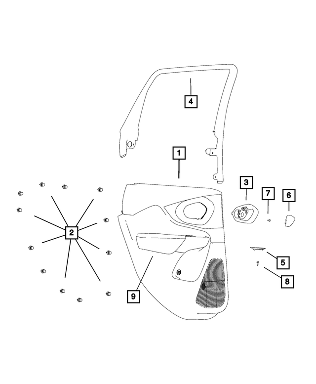 1WF20DX9AD - Interior Trim: Release Handle Bezel Cover, Right for Mopar Image