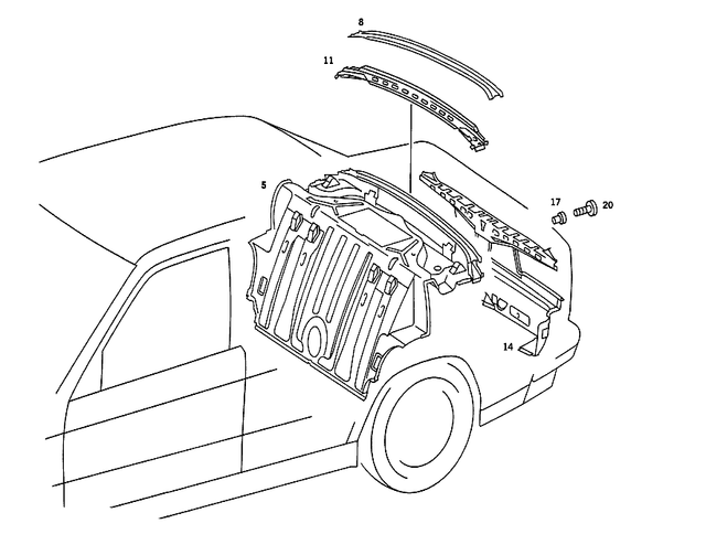 2016400560 - Rear End: Rear Panel for Mercedes-Benz: 190, 190D, 190E Image image