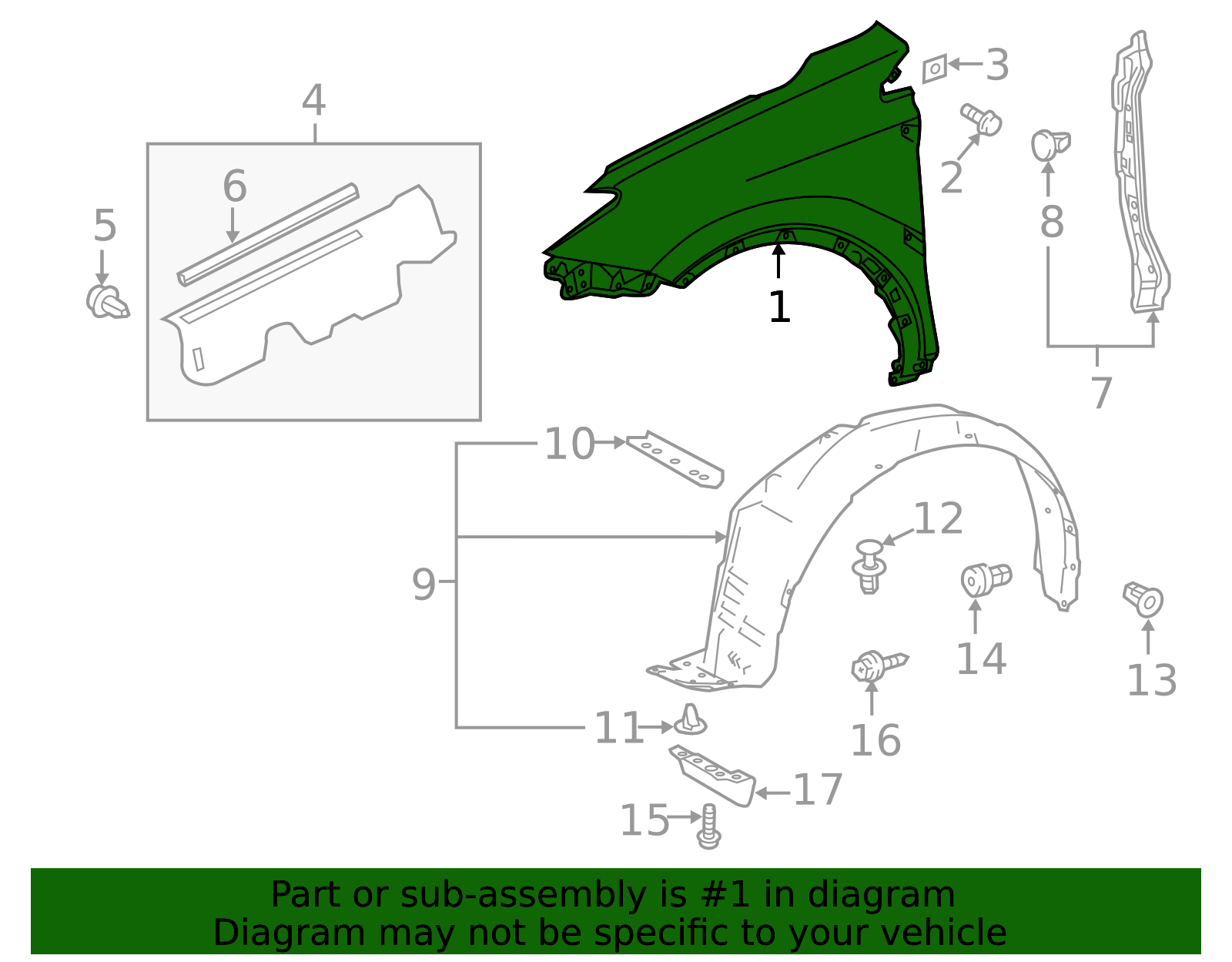OEM 2013-2018 Toyota RAV4 Fender Part # 53801-0R070 | Modern