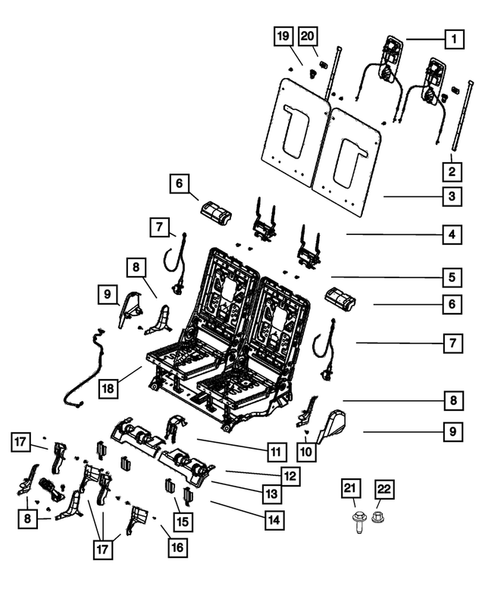 Rear Seats - Third Row - Adjusters, Recliners, Shields and Risers for 2013 Dodge Durango #0