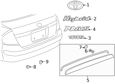 Exterior Trim - Trunk for 2002 Toyota Prius #0