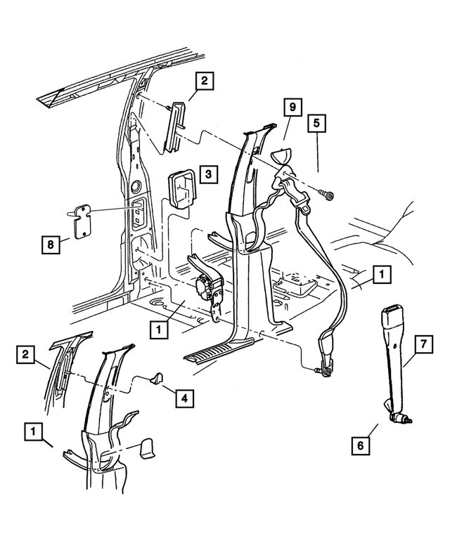 5GD60XT5AH - : Front Outer Seat Belt, Right for Mopar Image
