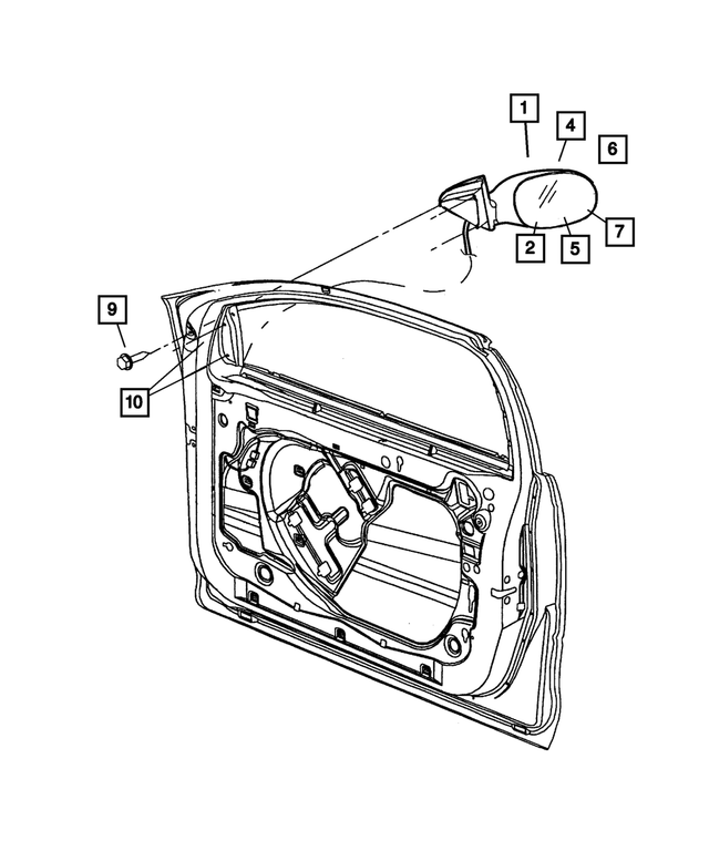 4805647AC - Doors and Related Parts: Outside, Rearview, Electric, Heated Mirror, Left for Mopar Image