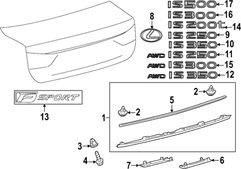 Exterior Trim - Trunk for 2022 Lexus IS300 #0