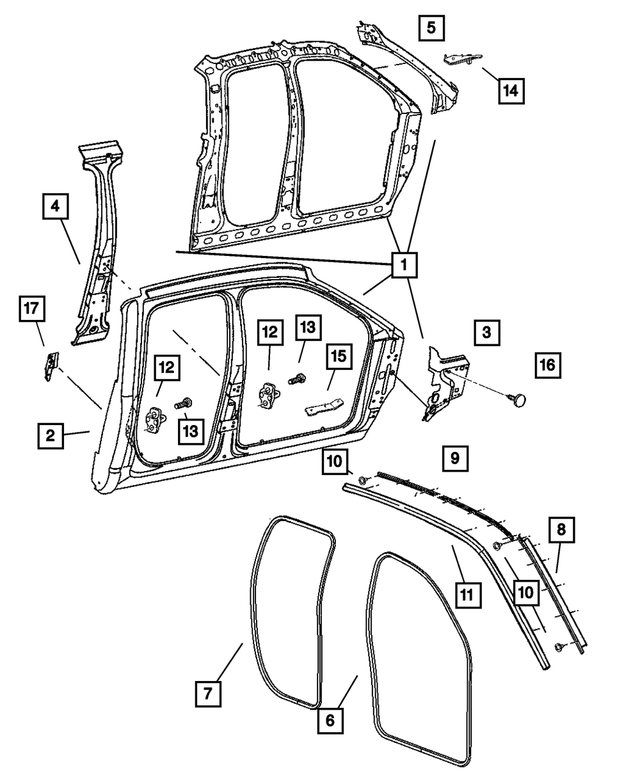 55275683AC - Body Sheet Metal Except Doors: Bodyside Seal Retainer, Left for Mopar Image