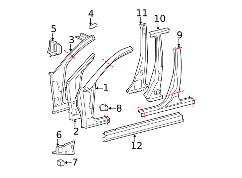 Center Pillar & Rocker for 2011 Toyota Avalon #0