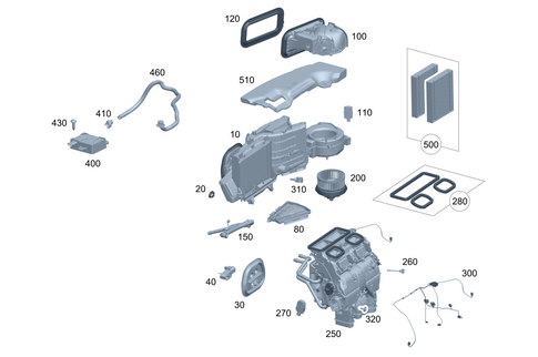 Heating and Air Conditioner Housing with Blower and Wiring Harness for 2025 Mercedes-Benz Maybach EQS 680 SUV #0