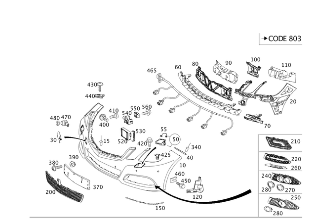 2128851774 - Exterior Detachable Parts: Trim Molding for Mercedes-Benz: E250, E350, E400, E550, E63 AMG, E63 AMG S Image
