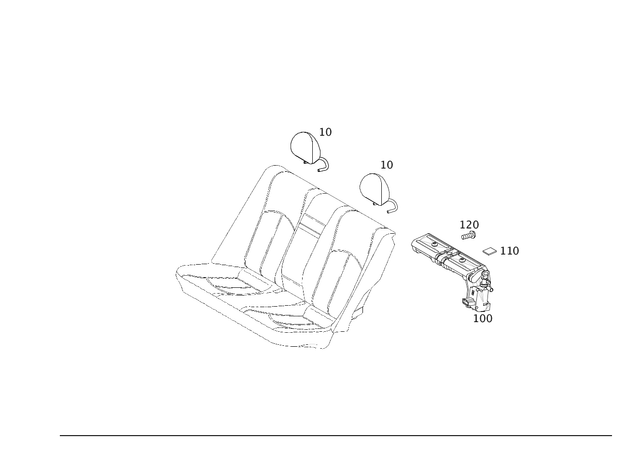 2199700250 - Rear Seat Bench: Head Restraint for Mercedes-Benz: CLS500, CLS55 AMG, CLS550, CLS63 AMG Image image