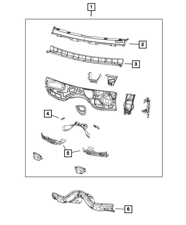 68031074AB - Body Sheet Metal Except Doors: Plenum Panel for Dodge: Durango | Jeep: Grand Cherokee, Grand Cherokee WK Image