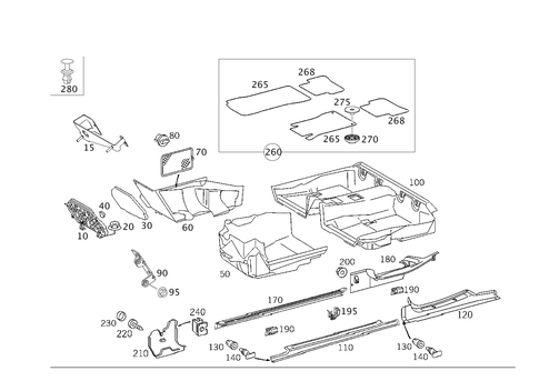 Front Panel Pillar Panelling, Lining on Floor and Footrest for 2006 Mercedes-Benz C55 AMG #0