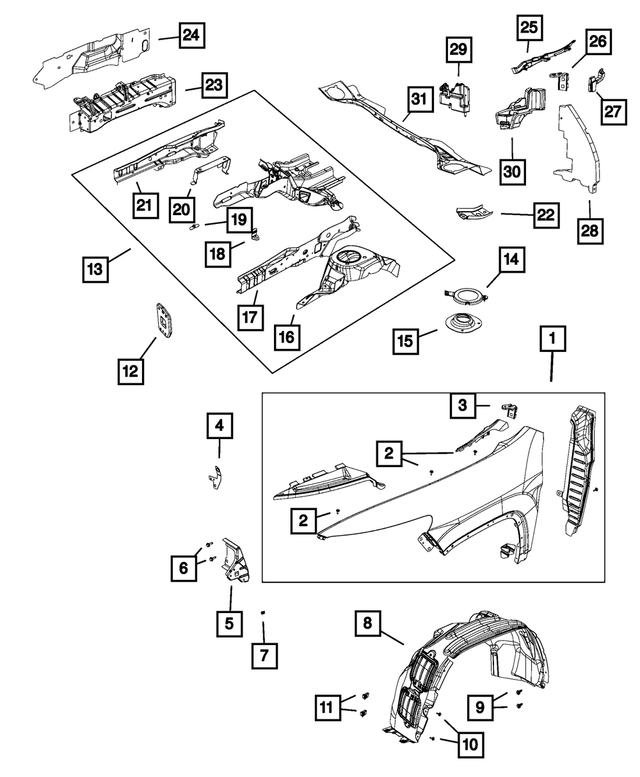 68214844AA - : Front Wheelhouse Panel, Right for Mopar Image