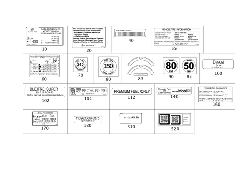 Type Plate, Guide Signs for 1998 Mercedes-Benz S 500 #0